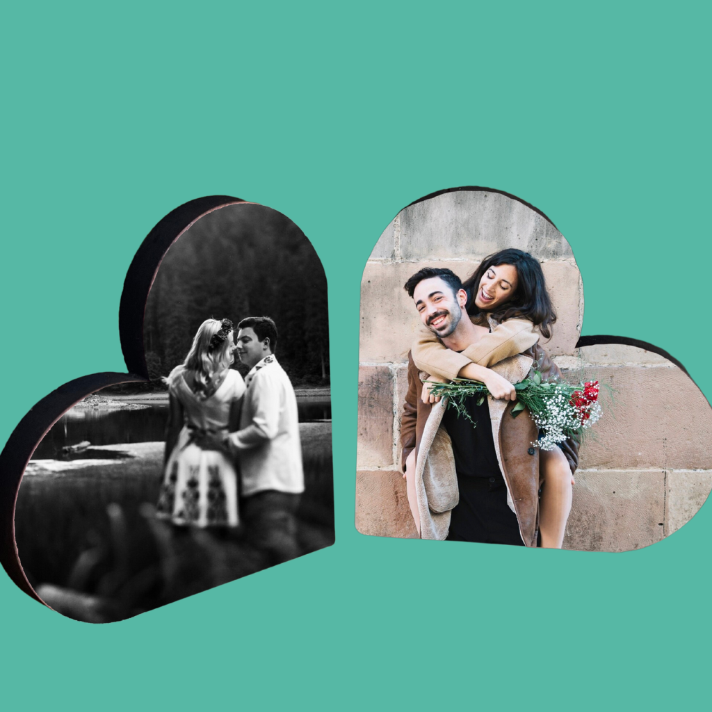 Taco de Madera con Forma de Corazón Personalizado – Con tu Fotografía Favorita