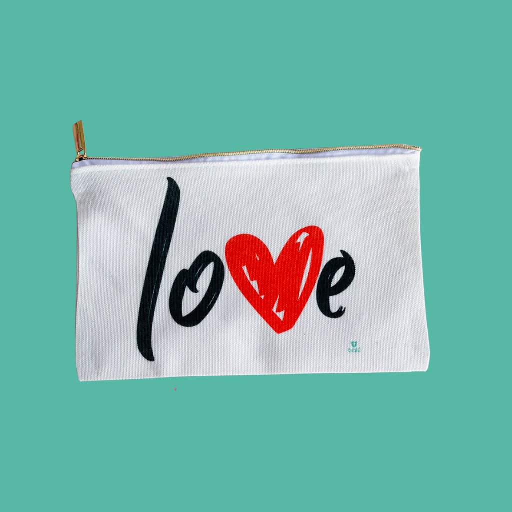 Estuche Neceser Blanco de Tela Símil Lino con Cremallera Dorada – Personalizable y Elegante