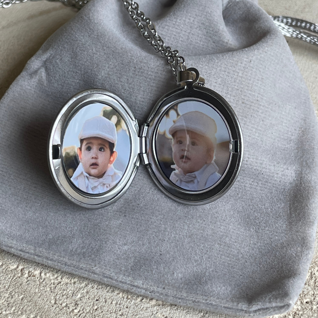 Collar Relicario Personalizado con 2 Fotografías – Modelo Redondo o Corazón