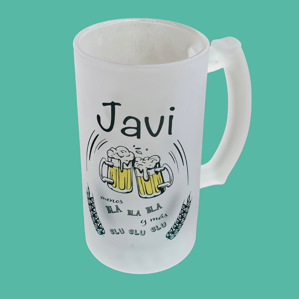 Jarra de cerveza esmerilada personalizada – Un brindis con estilo y emoción