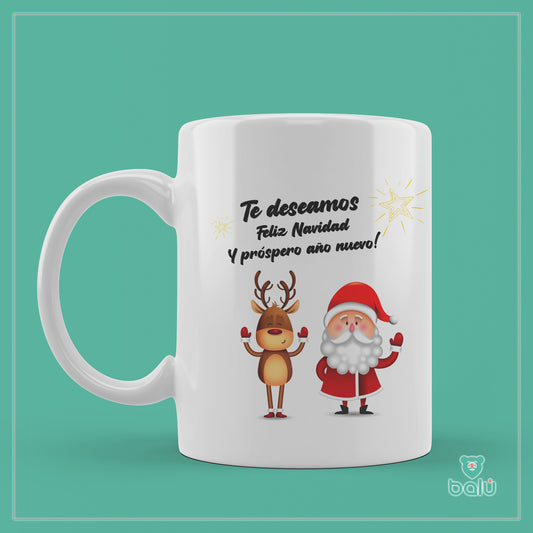 Taza cerámica " Taza Te deseamos feliz Navidad y Próspero año nuevo"
