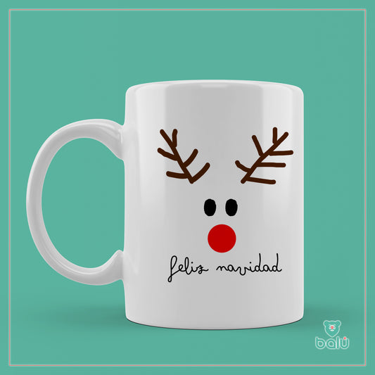 Taza cerámica " Taza Feliz Navidad, reno"