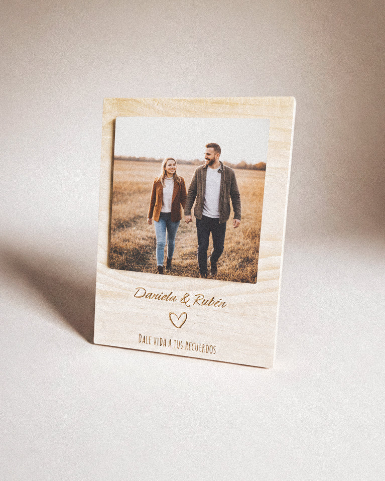 Photo Block Madera M Personalizado con Texto