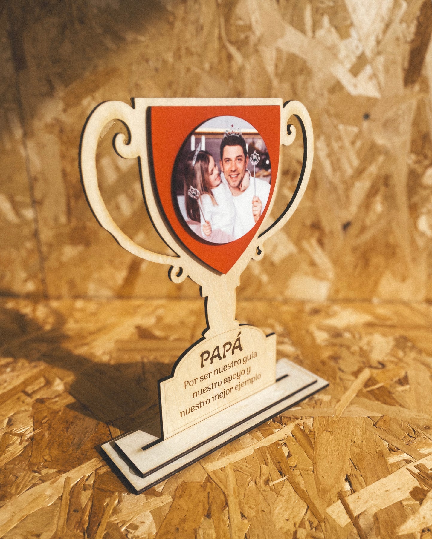 Trofeo de Madera Personalizado Día del Padre – Foto + Frase Grabada | El Mejor Papá
