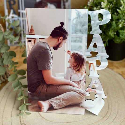 Tablilla Portafotos Personalizada 15x20 – Fotografía y Texto “Papá”