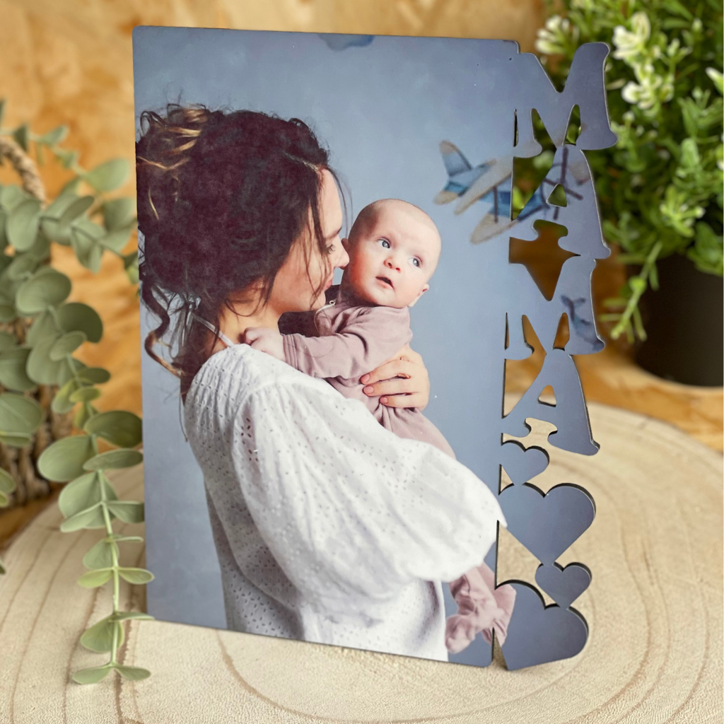 Tablilla Portafotos de Madera Personalizada 15x20 – Fotografía y Texto “Mamá”