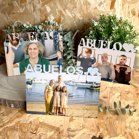 Tablilla portafotos de Madera Personalizada 15x20 – Fotografía y Texto “Abuela”, “Abuelo” o “Abuelos”