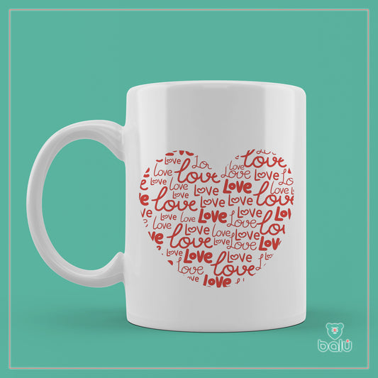 Taza cerámica "Taza nube palabras corazón"