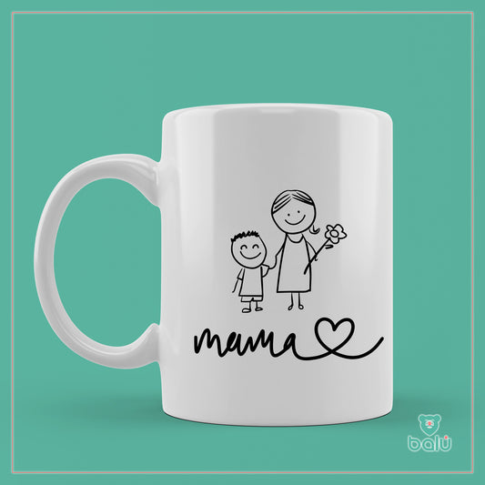 Taza cerámica "Taza mama e hijo, texto mamá"