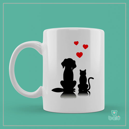 Taza cerámica "Taza perro y gato enamorados"