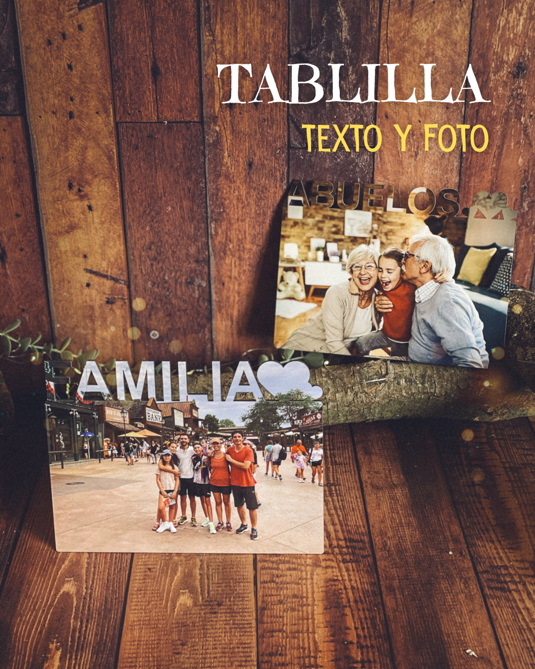 Tablilla de Madera con Foto | Regalo Abuelos y Familia Navidad