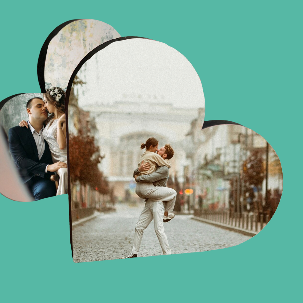 Taco de Madera con Forma de Corazón Personalizado – Con tu Fotografía Favorita