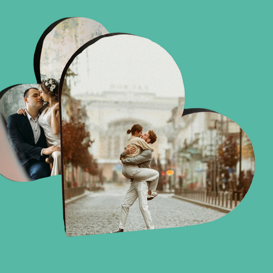 Taco de Madera con Forma de Corazón Personalizado – Con tu Fotografía Favorita