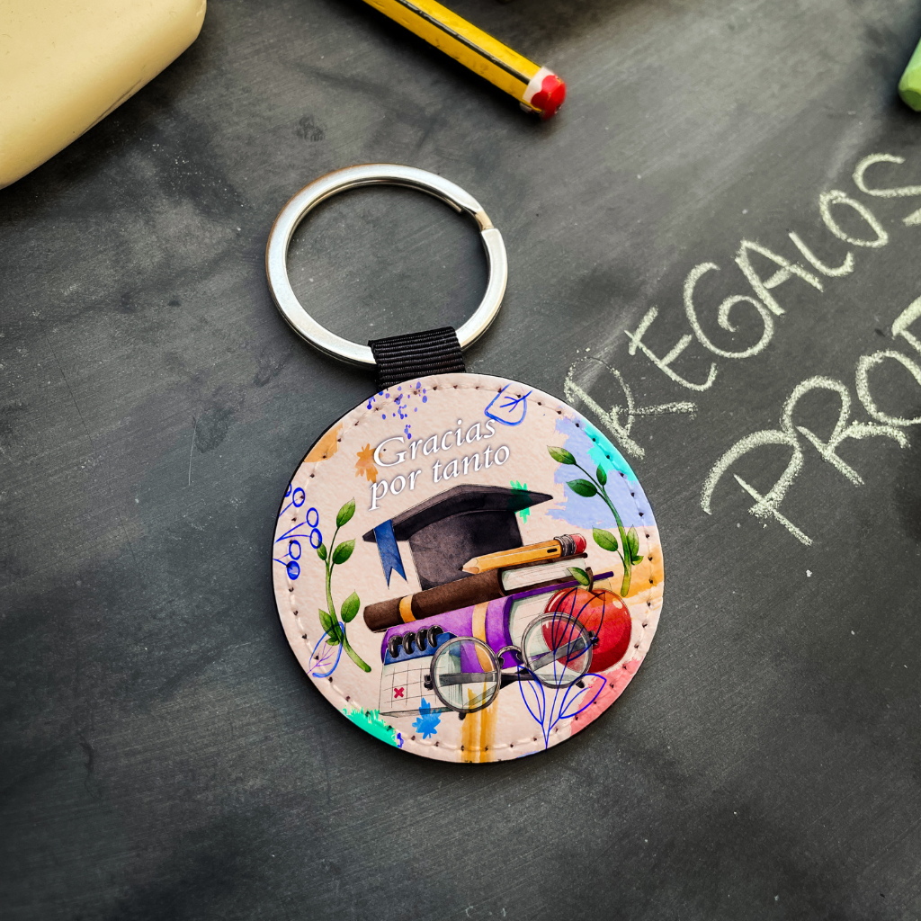 Llavero Redondo de Símil Piel Personalizado – Fotografía y Texto por Ambas Caras