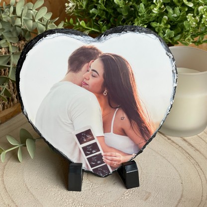 Foto Pizarra Corazón Personalizada con tu Fotografía y Texto