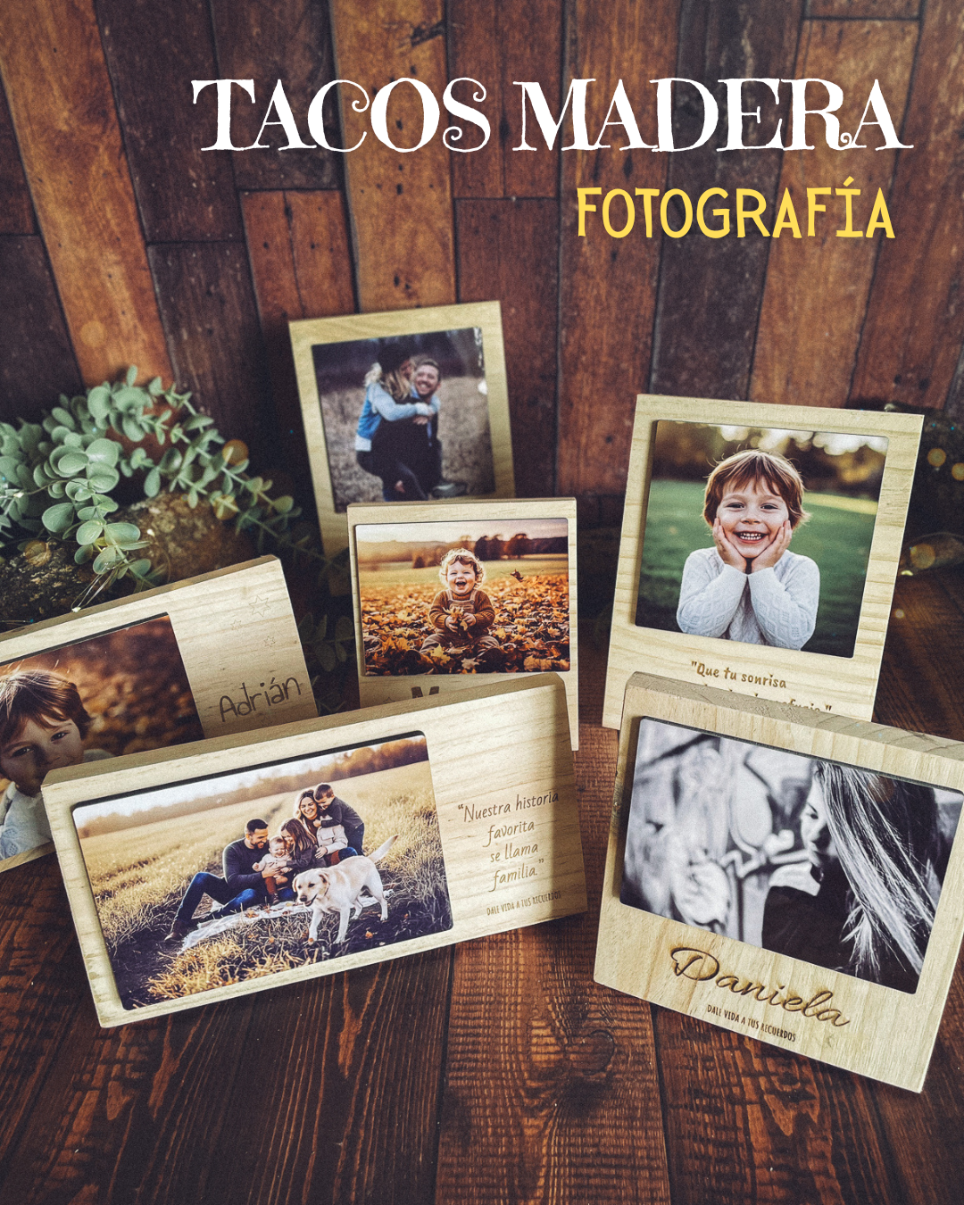 Taco de Madera Personalizado con Foto y Grabado | Regalo Original de Navidad y Decoración