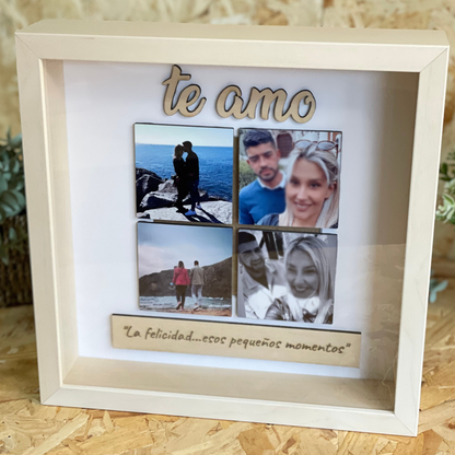 Marco Recuerdo de Madera Personalizado con Fotos y Texto