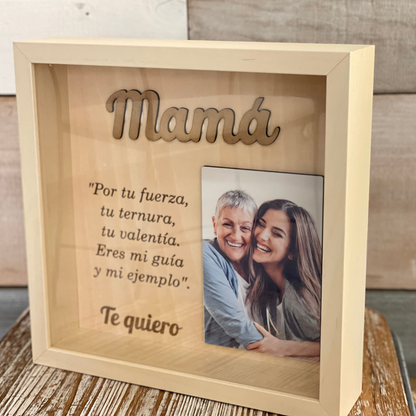 Marco Recuerdo de Madera Personalizado con Fotos y Texto