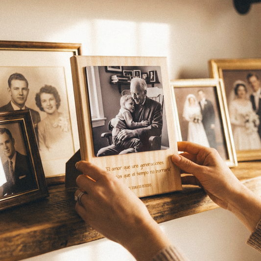 Photo Block de Madera Personalizado con Foto y Texto