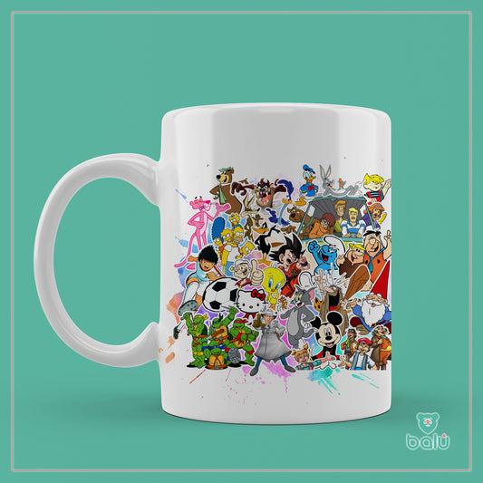 Taza cerámica "Taza Dibujos animados de los 80-90"