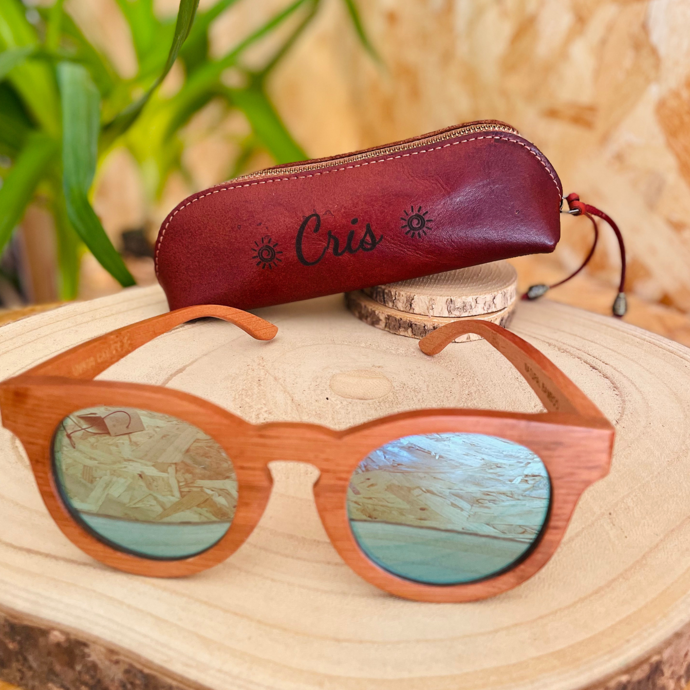 Pack Gafas nature + funda + gamuza personalizada