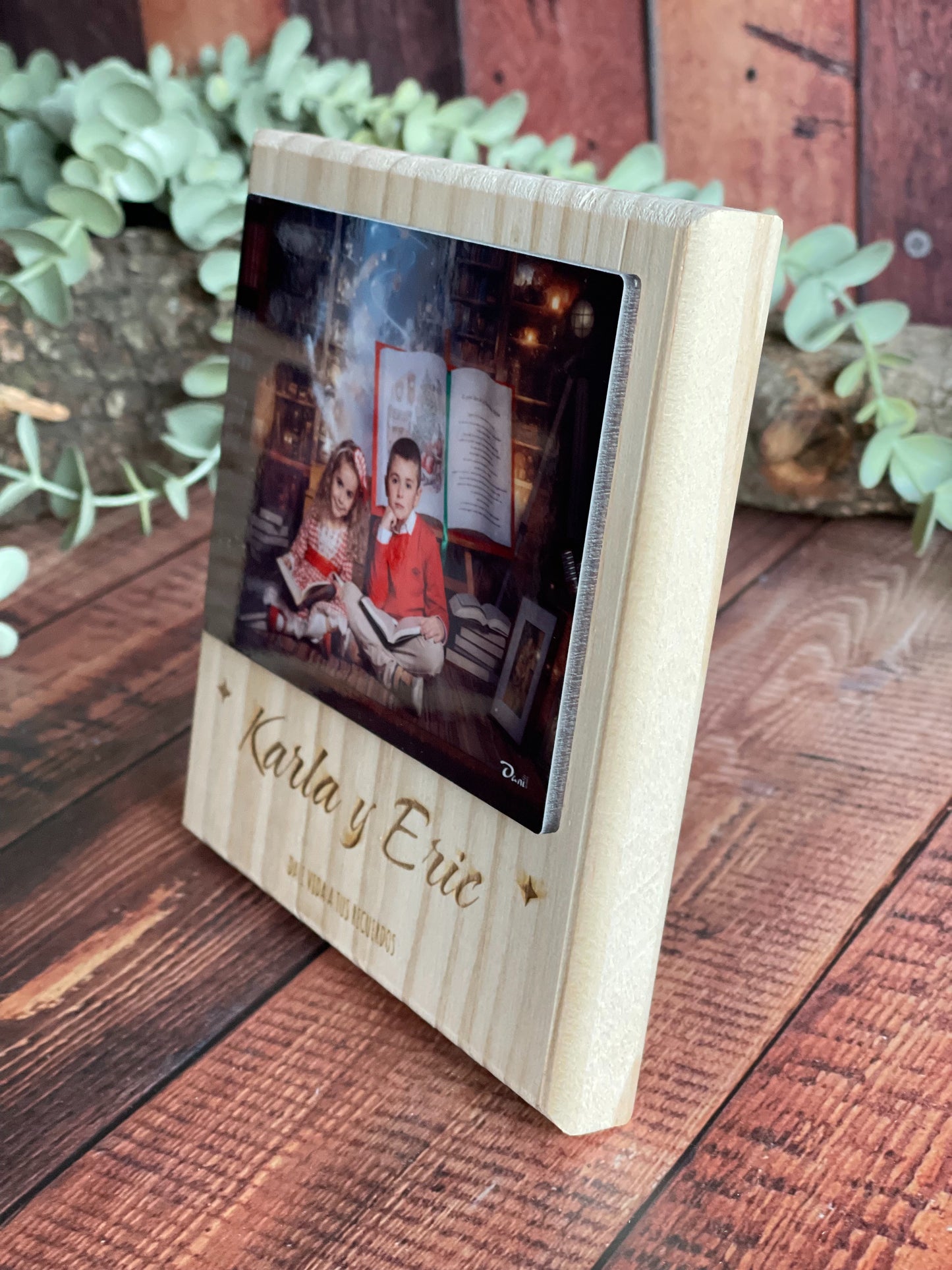 Photo Block de Madera Personalizado con Foto y Texto