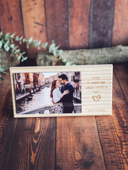Photo Block de Madera Personalizado con Foto y Texto