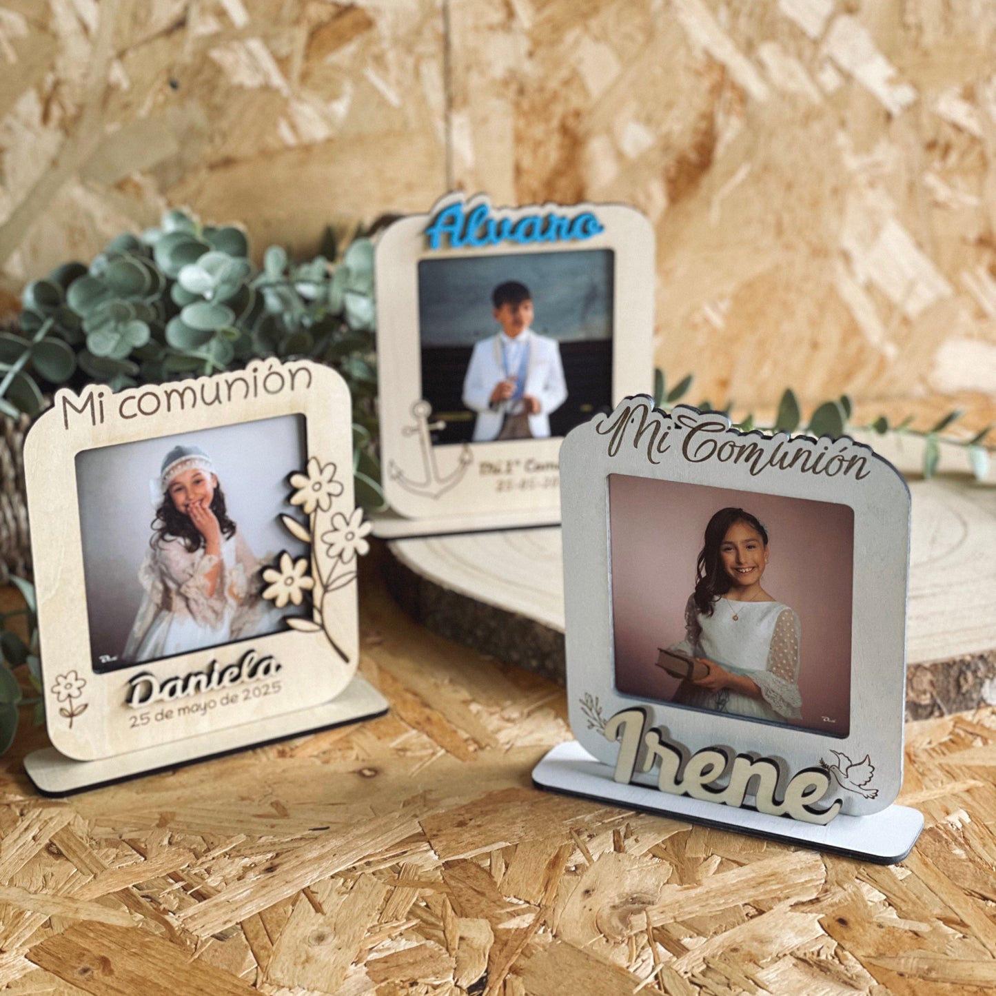 Marco de Madera Personalizado para Invitados · Comunión, Bautizo y Bodas Mod Gala