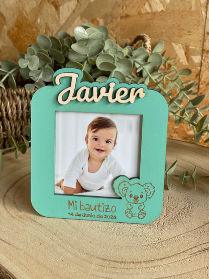 Marco de Madera Personalizado con Nombre · Regalo Bautizo y Comunión Mod Clásico