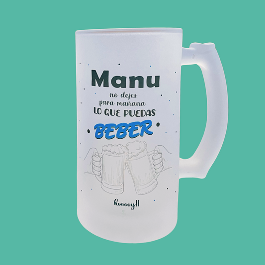 Jarra de cerveza esmerilada personalizada – Un brindis con estilo y emoción