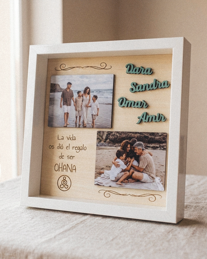 Marco Recuerdo de Madera Personalizado con Fotos y Texto