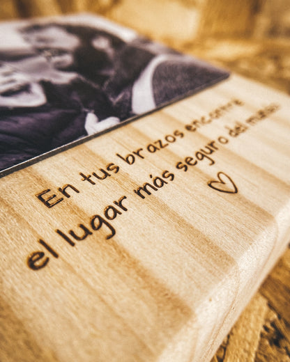 Photo Block de Madera Personalizado con Foto y Texto
