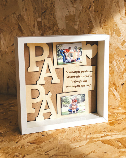 Marco Personalizado Día del Padre – Fotos + Texto Grabado en Madera | Regalo Único Papá