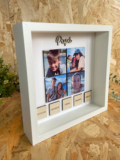 Marco Recuerdo de Madera Personalizado con Fotos y Texto