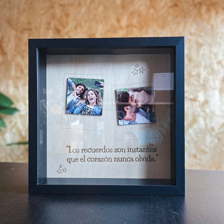 Marco Recuerdo de Madera Personalizado con Fotos y Texto