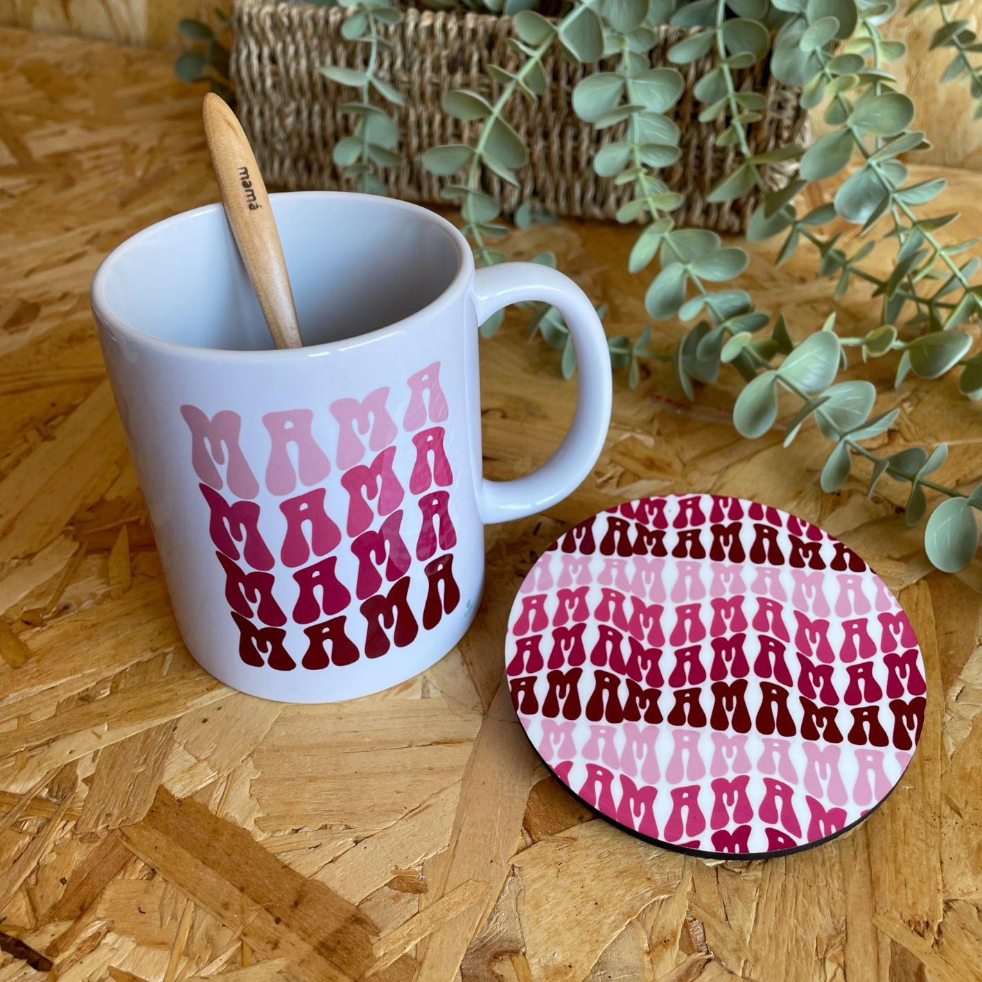 Pack Sabor & Estilo – Taza, Posavasos y Cuchara de Bambú Personalizados