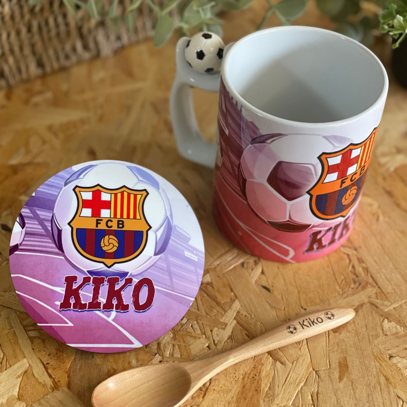 Pack Sabor & Estilo – Taza, Posavasos y Cuchara de Bambú Personalizados