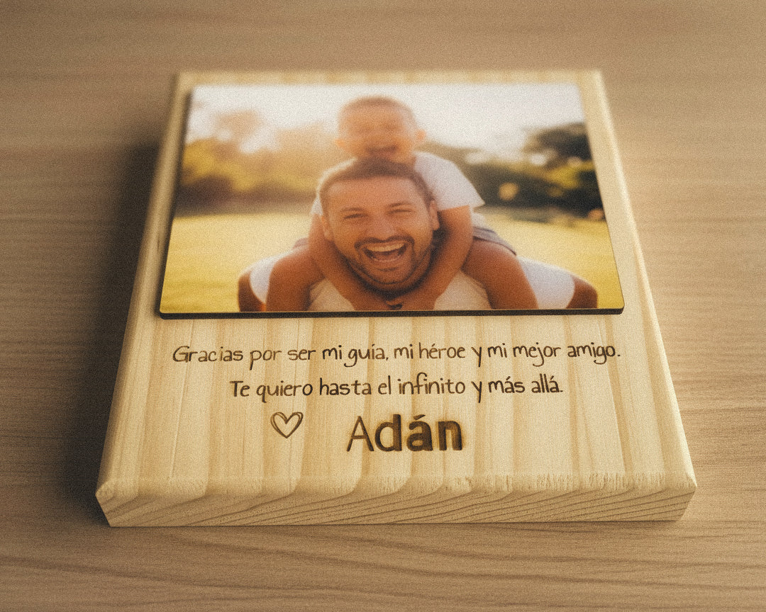 Photo Block de Madera Personalizado con Foto y Texto
