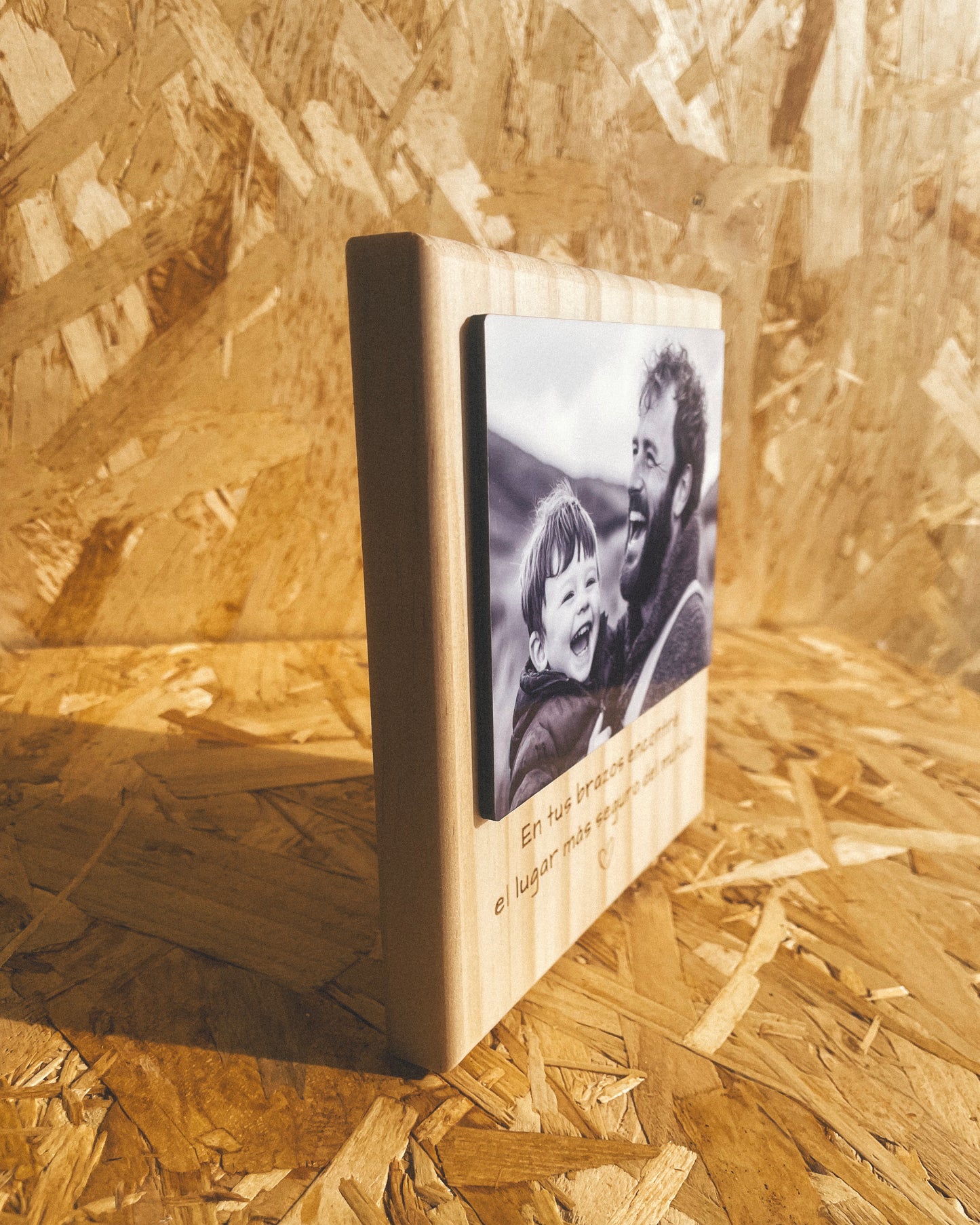 Photo Block de Madera Personalizado Día del Padre – Foto + Frase Grabada | Regalo Papá