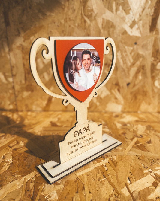 Trofeo de Madera Personalizado Día del Padre – Foto + Frase Grabada | El Mejor Papá