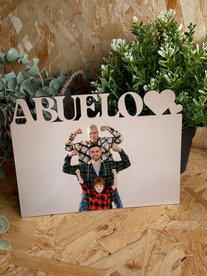 Marco de Madera con Texto Personalizado · Tu Foto en Madera