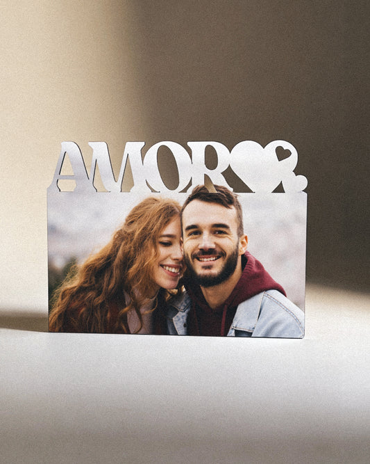 Marco Fotos AMOR Madera Blanco 15x20 cm | Regalo San Valentín