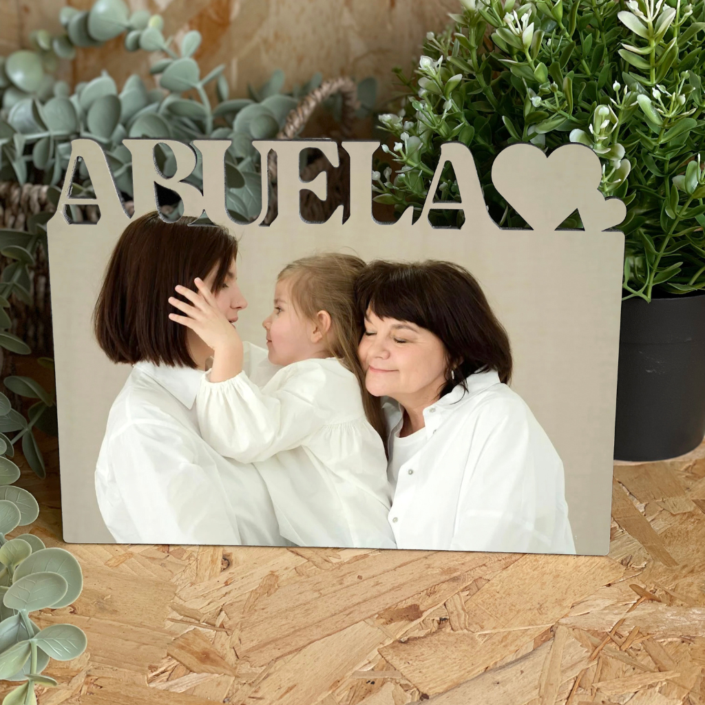 Tablilla portafotos de Madera Personalizada 15x20 – Fotografía y Texto “Abuela”, “Abuelo” o “Abuelos”