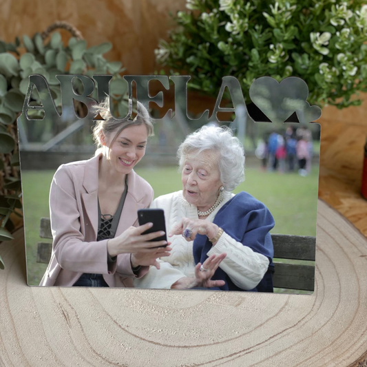 Tablilla portafotos de Madera Personalizada 15x20 – Fotografía y Texto “Abuela”, “Abuelo” o “Abuelos”