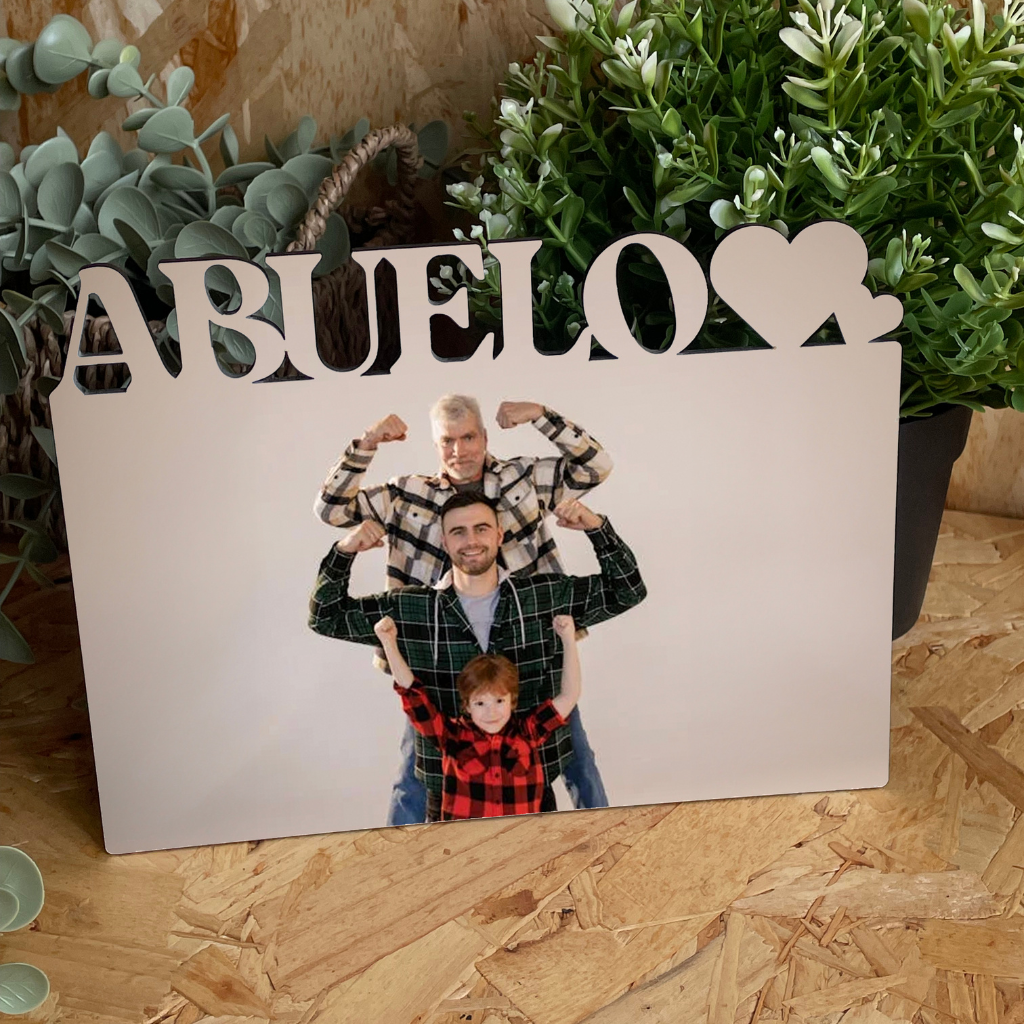 Tablilla portafotos de Madera Personalizada 15x20 – Fotografía y Texto “Abuela”, “Abuelo” o “Abuelos”
