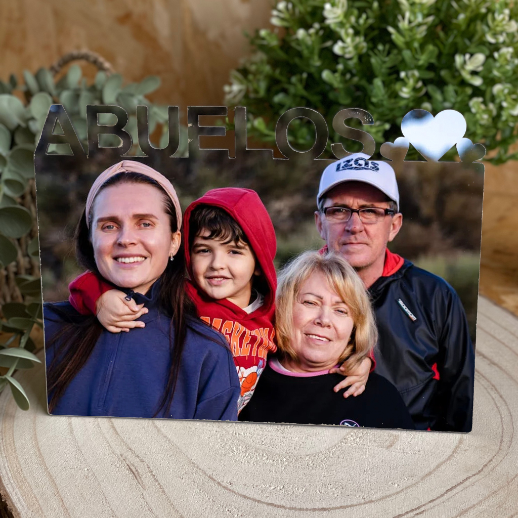 Tablilla portafotos de Madera Personalizada 15x20 – Fotografía y Texto “Abuela”, “Abuelo” o “Abuelos”