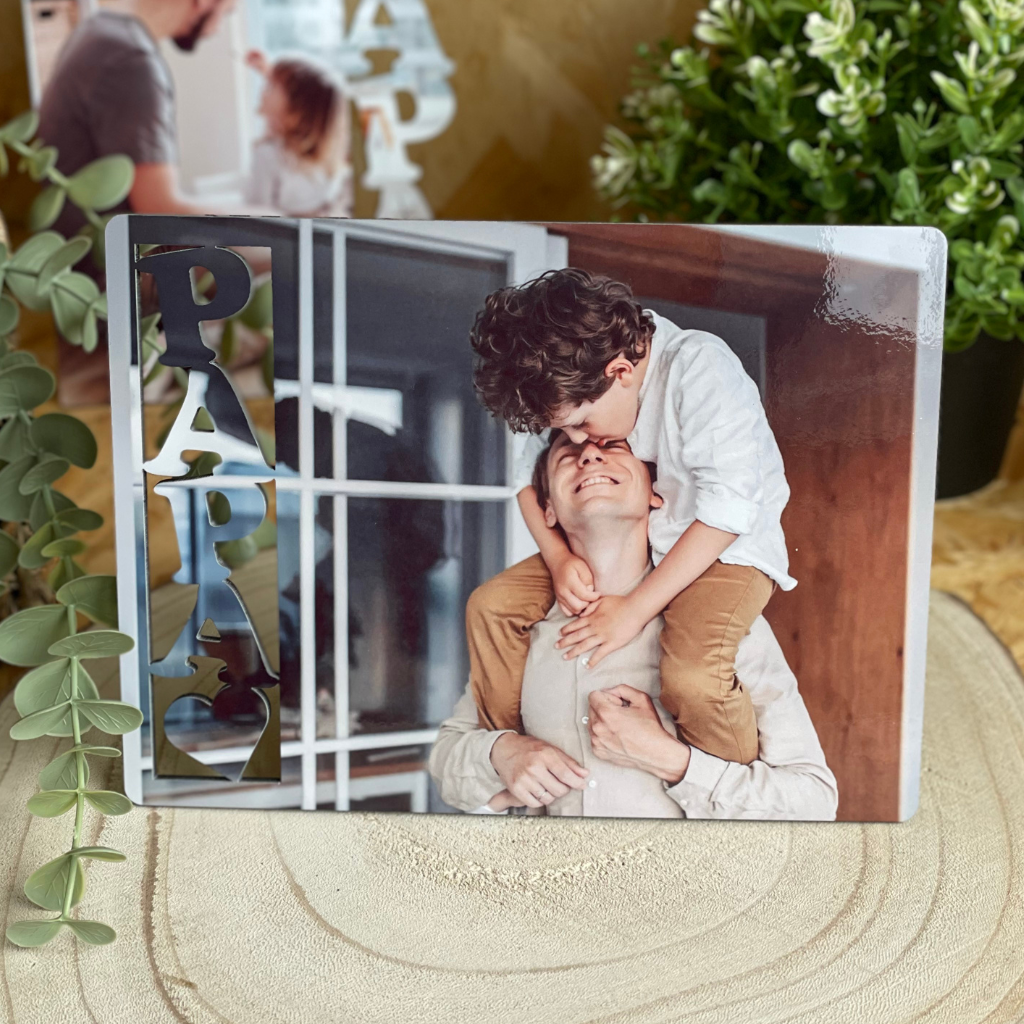 Tablilla Portafotos Personalizada 15x20 – Fotografía y Texto “Papá”