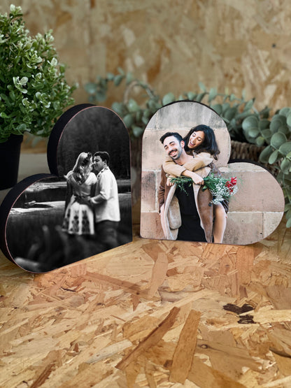 Taco de Madera con Forma de Corazón Personalizado – Con tu Fotografía Favorita