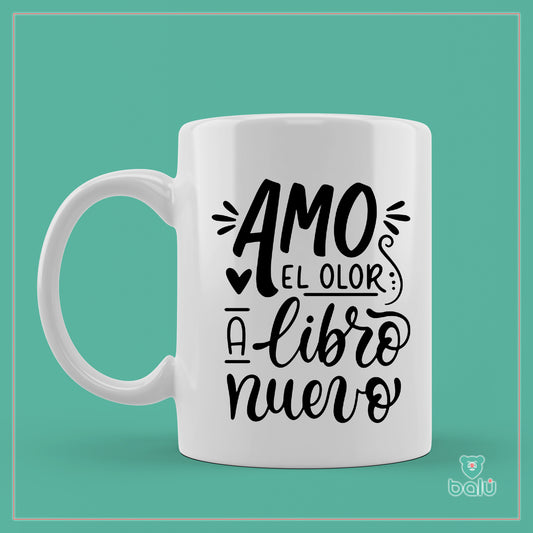 Taza cerámica "Taza Amo el olor a libro nuevo"