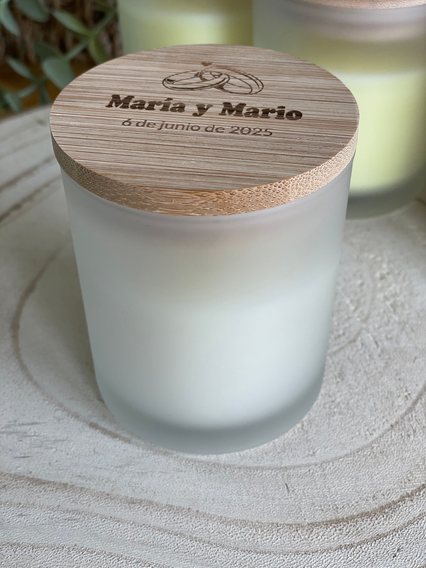 Vela Aromática Cilíndrica Personalizada · Detalle para Invitados